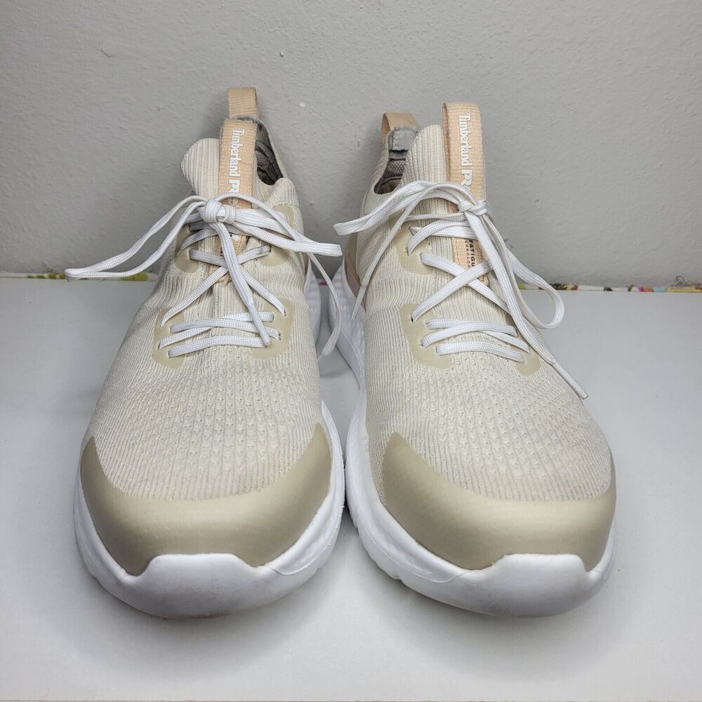 Timberland PRO Setra Knit Comp Toe Shoes Womens 8 Cream Lace Up Low Top GUC